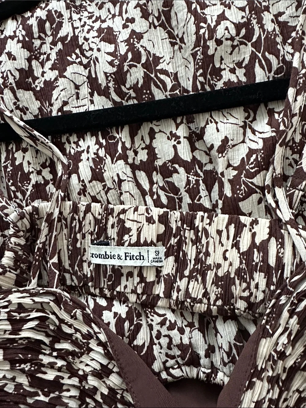 Abercrombie Floral Spaghetti-Strap Maxi Dress in Cream and Brown